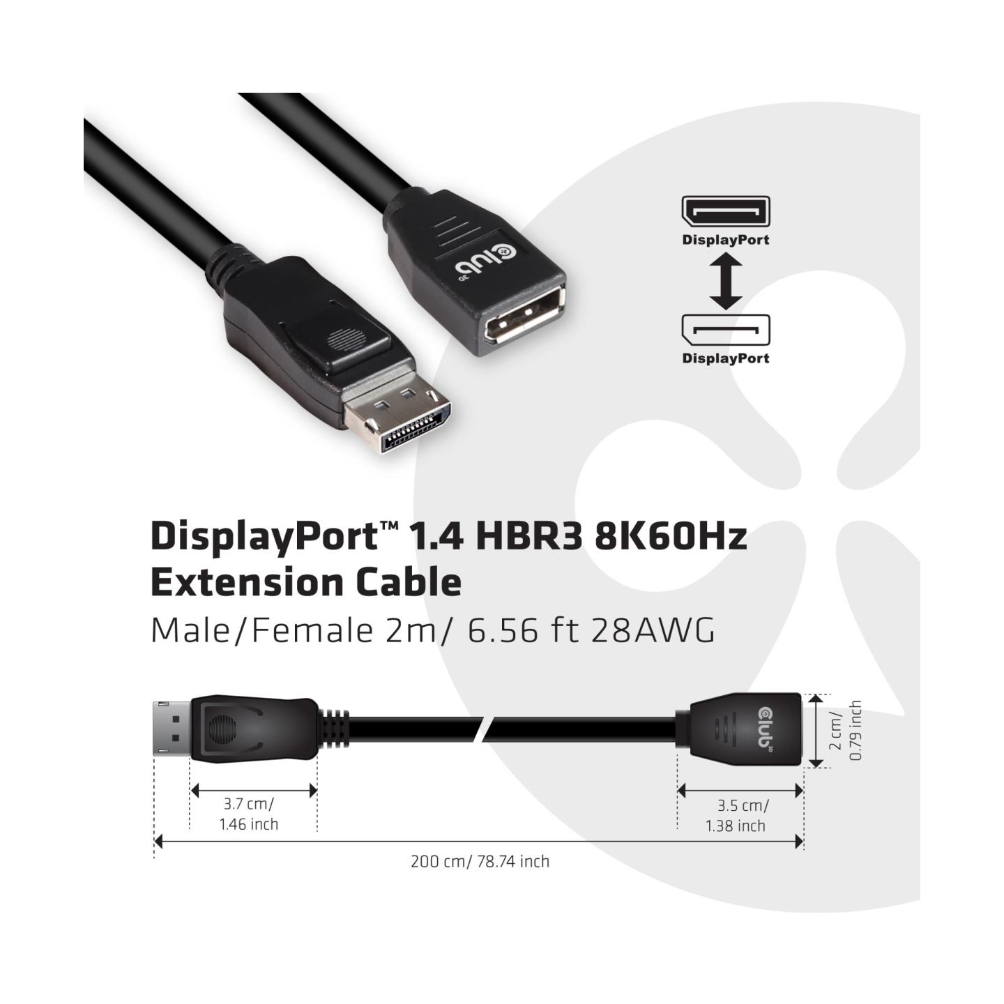 Club3D CABLE DP TO DP 2M/M/F CAC-1022 CLUB3D