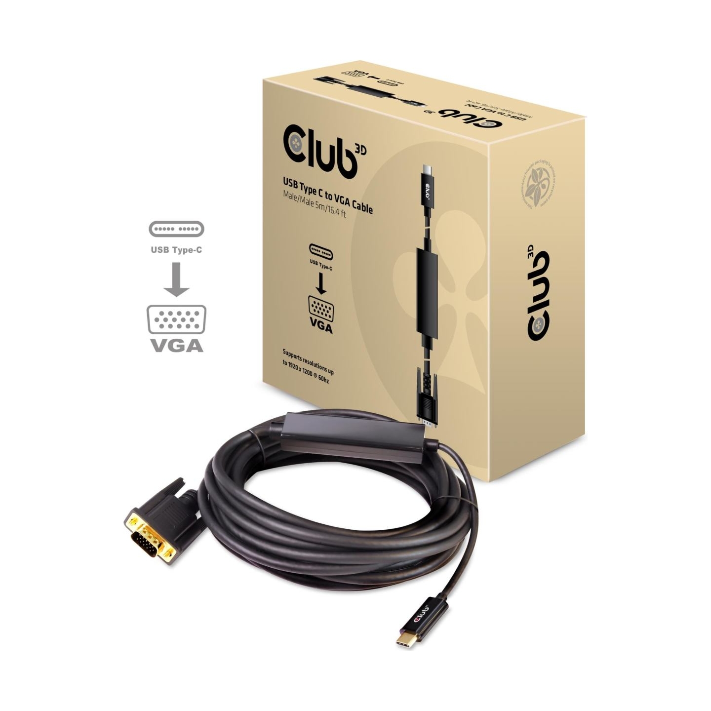 Club3D CABLE USB-C TO VGA 5M/M/M CAC-1512 CLUB3D