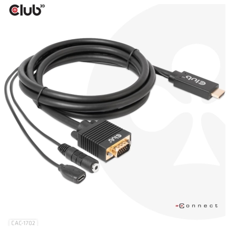 Club3D CABLE HDMI TO VGA 2M/M/M CAC-1712 CLUB3D