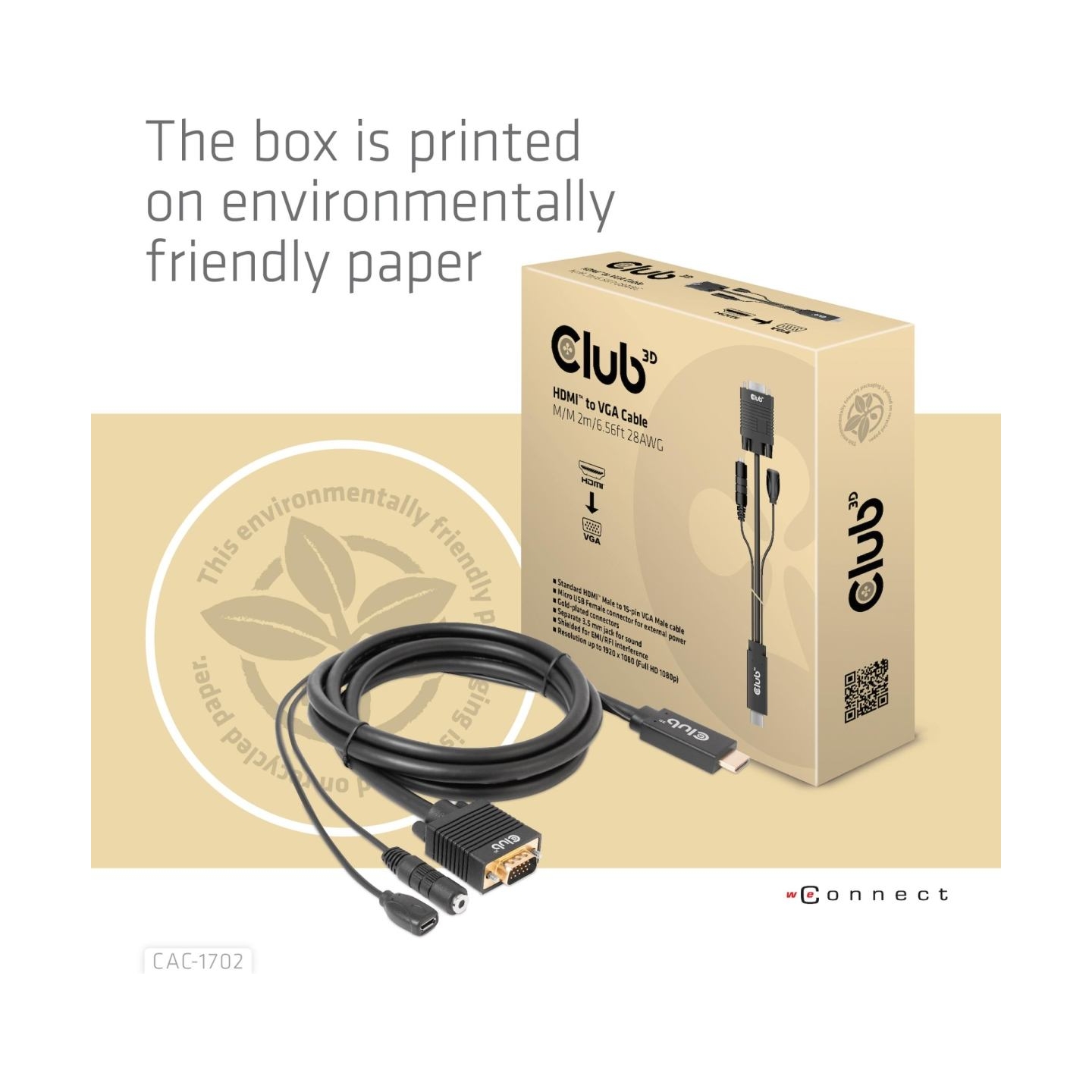 Club3D CABLE HDMI TO VGA 2M/M/M CAC-1712 CLUB3D