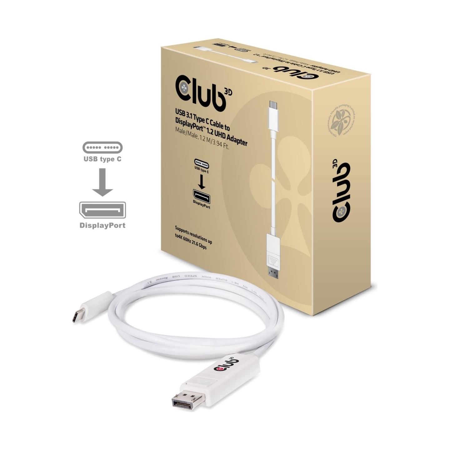 Club3D CABLE USB-C TO DP 1.2M/M/M CAC-1517 CLUB3D