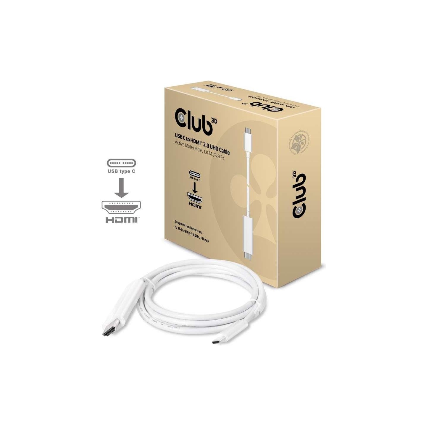 Club3D CABLE USB-C TO HDMI 1.8M/M/M CAC-1514 CLUB3D