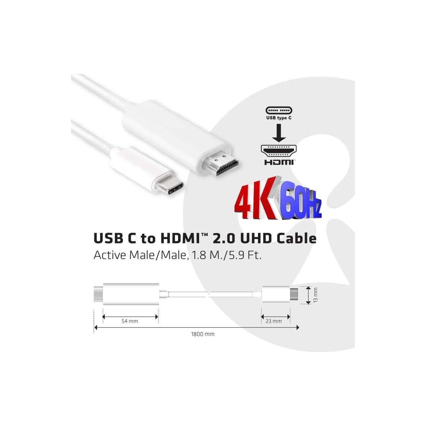 Club3D CABLE USB-C TO HDMI 1.8M/M/M CAC-1514 CLUB3D