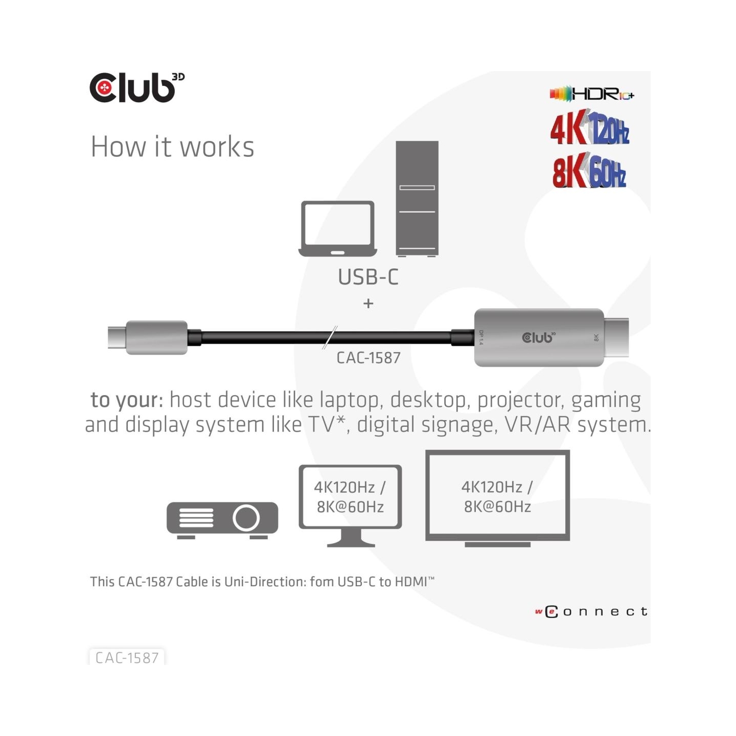 Club3D CABLE USB-C TO HDMI 3M/M/M CAC-1587 CLUB3D