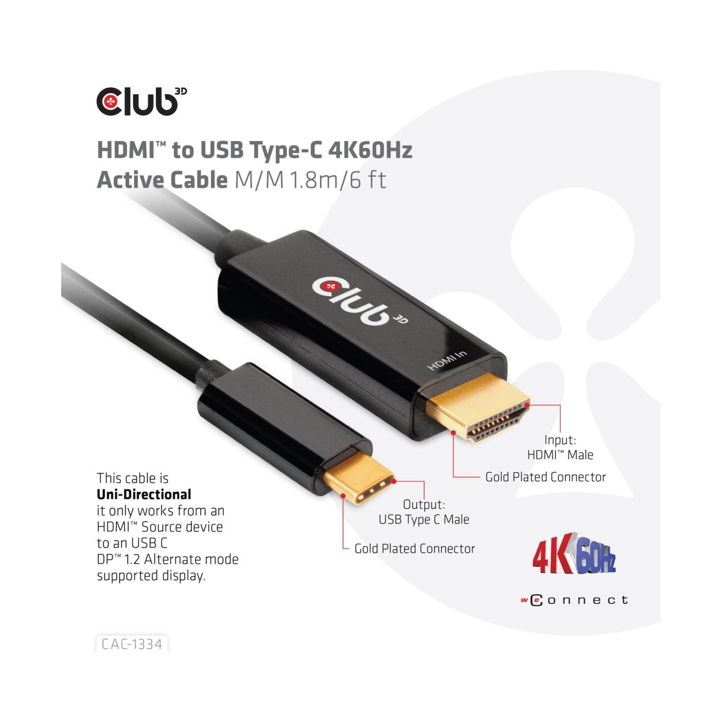 Club3D CABLE HDMI TO USB-C 1.8M/M/M CAC-1334 CLUB3D