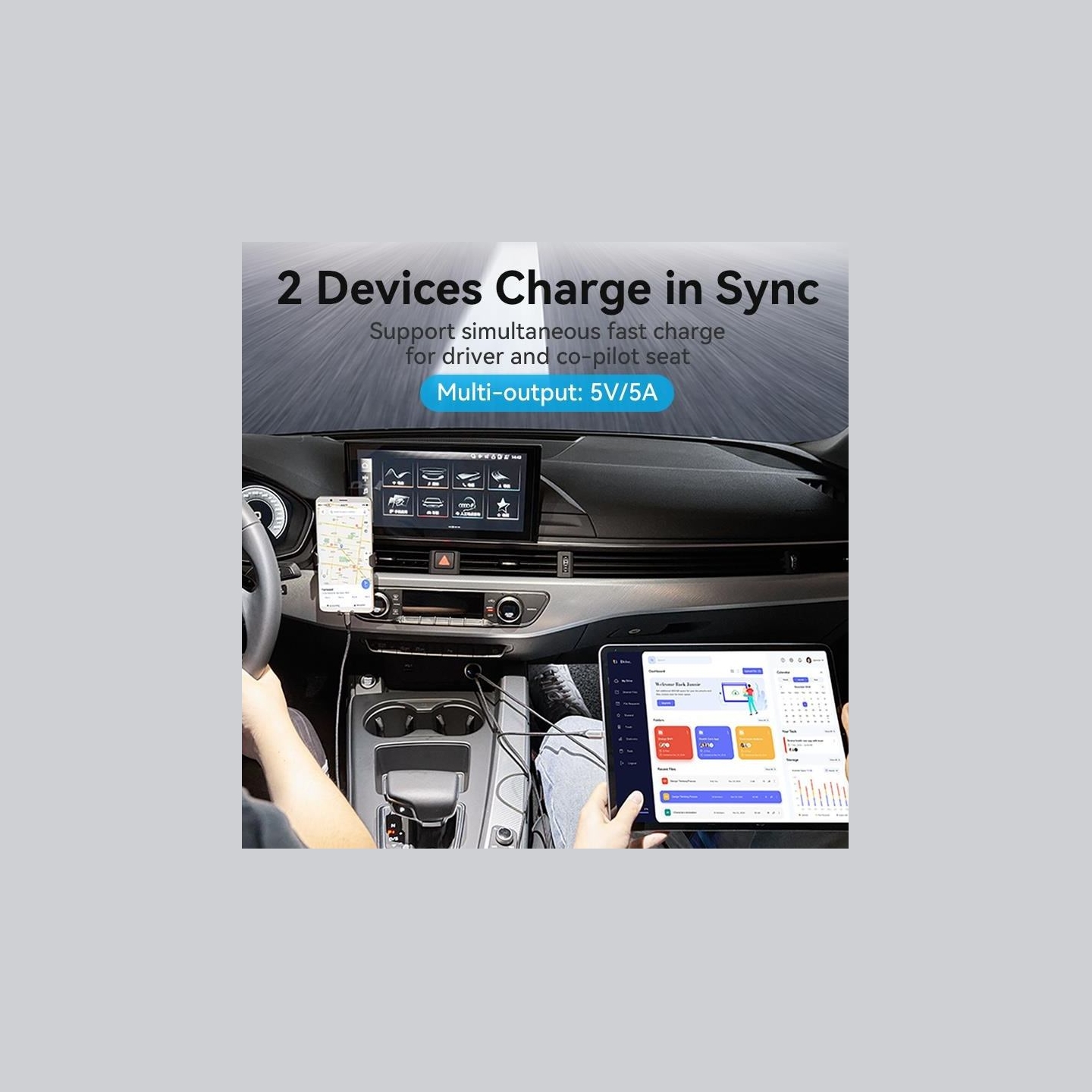 Vention MOBILE CHARGER CAR USB/2P GRAY FFBH0 VENTION