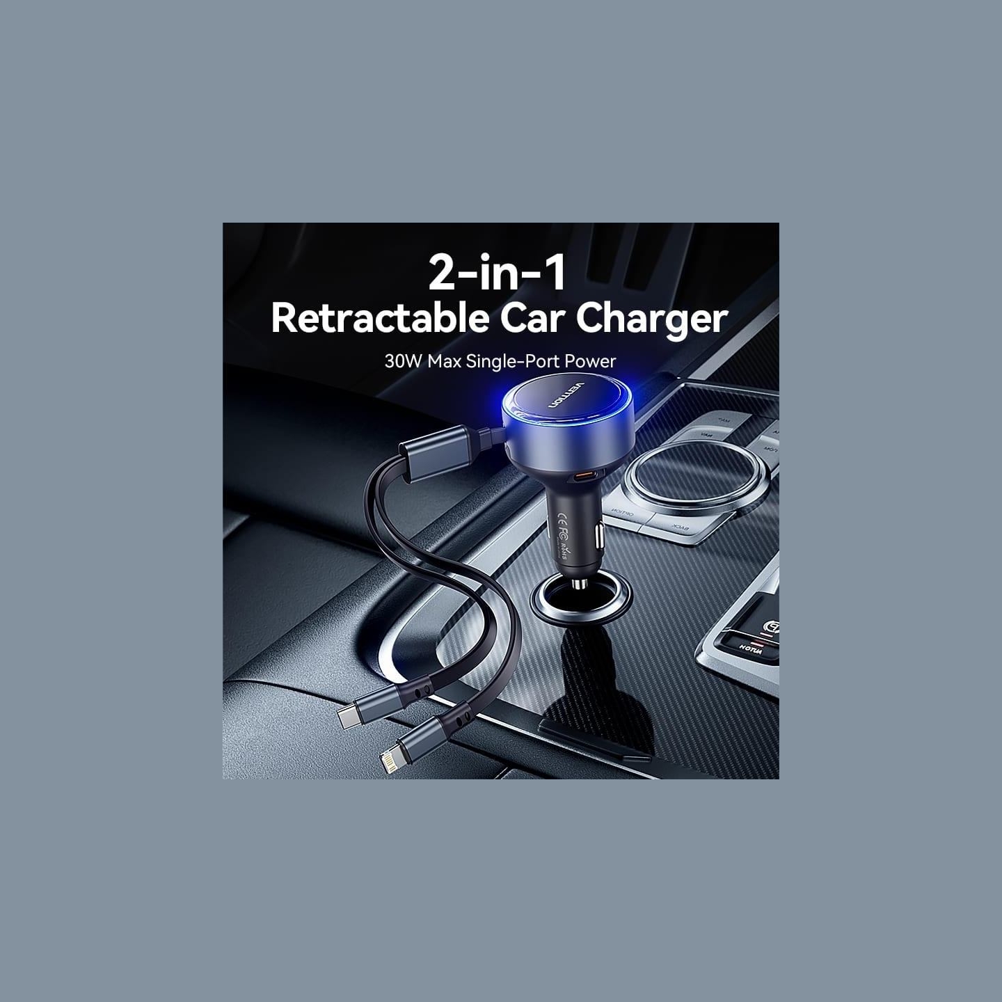 Vention MOBILE CHARGER CAR USB/3P BLACK FFOB0 VENTION