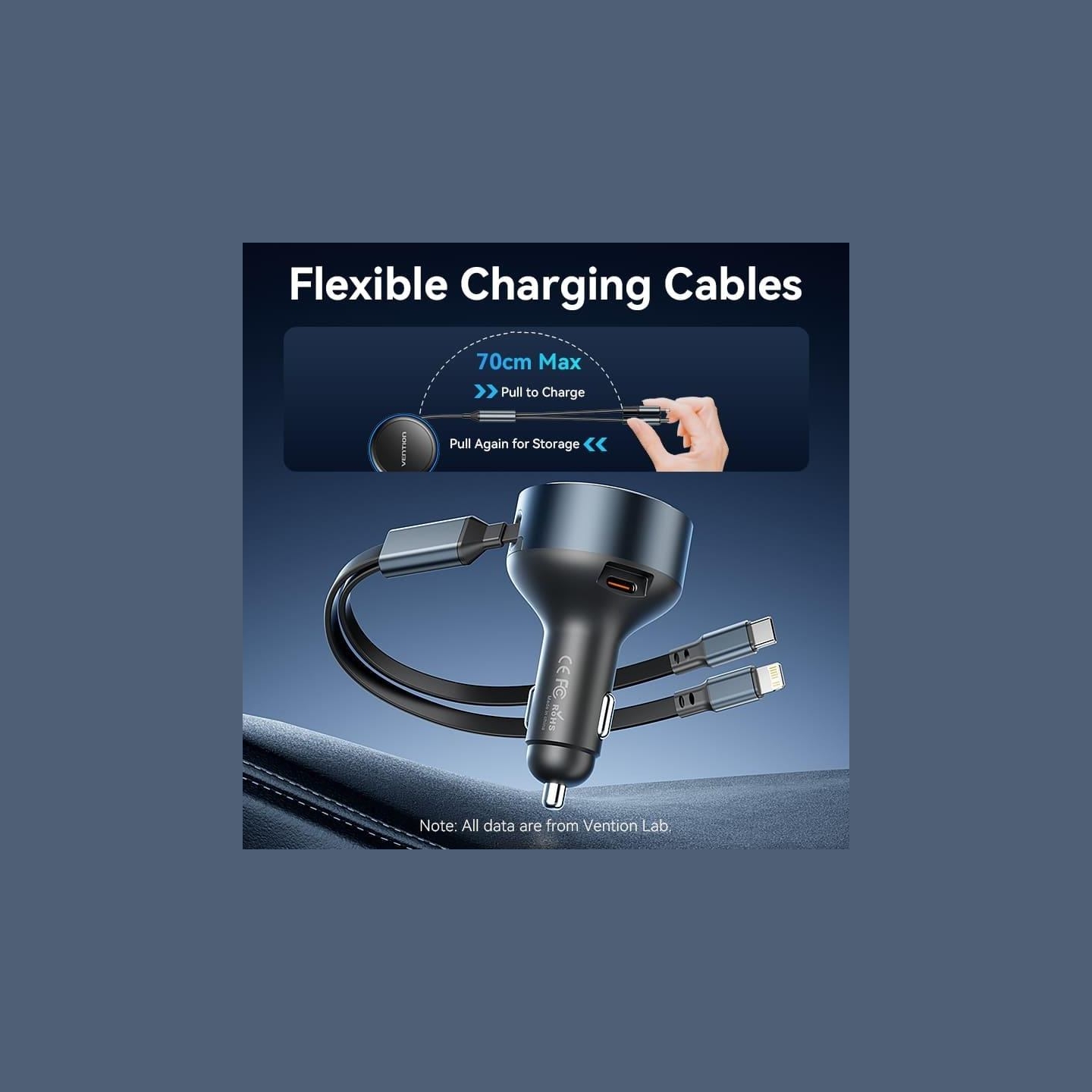 Vention MOBILE CHARGER CAR USB/3P BLACK FFOB0 VENTION