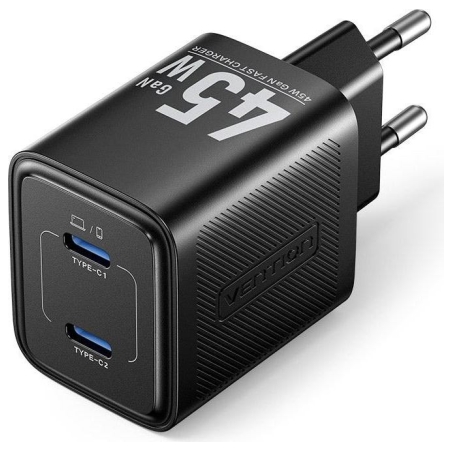Vention MOBILE CHARGER WALL 45W USB-C/2P BLACK FEFB0-EU VENTION