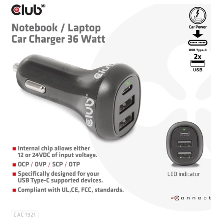 Club3D NB CHARGER CAR/36W CAC-1921 CLUB3D