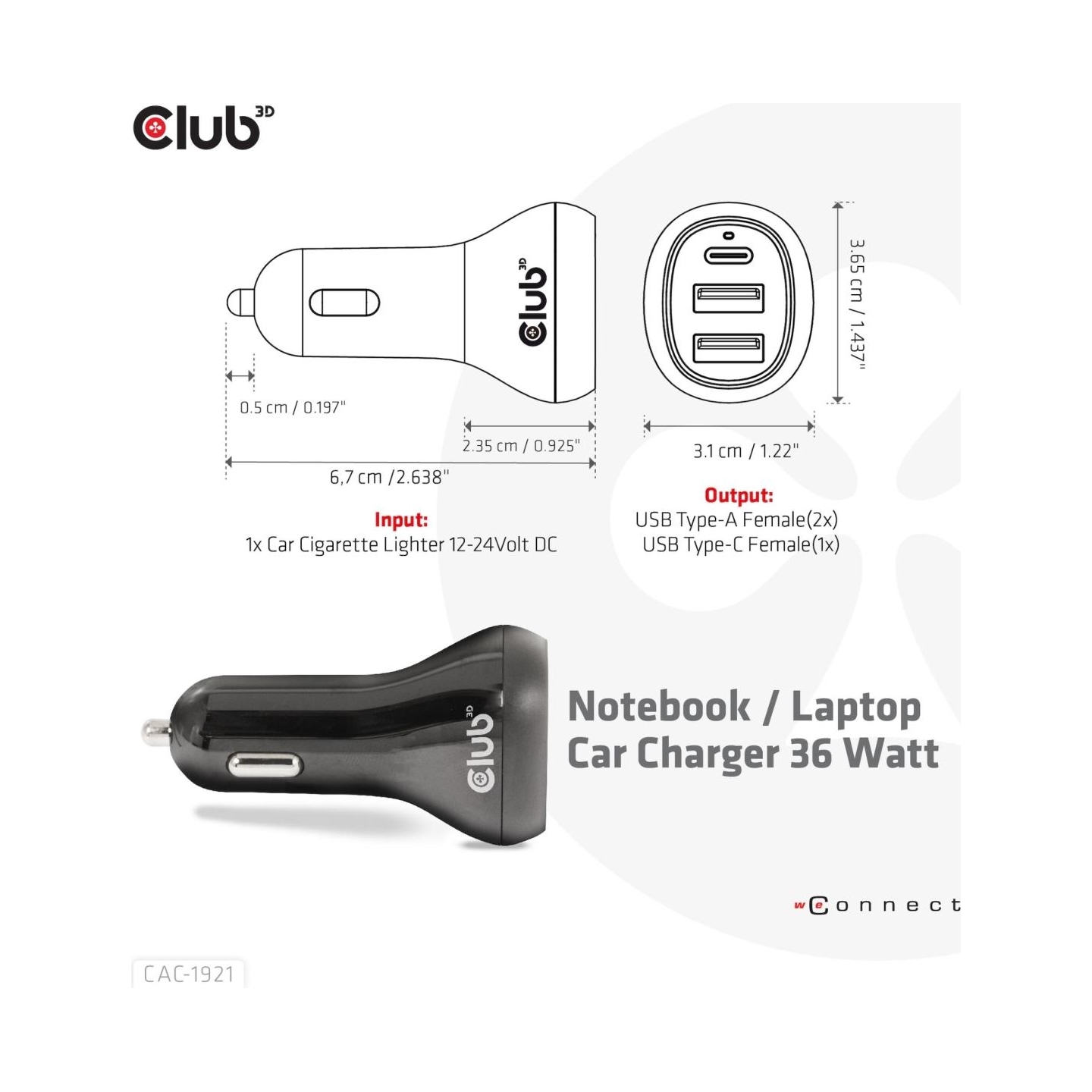 Club3D NB CHARGER CAR/36W CAC-1921 CLUB3D