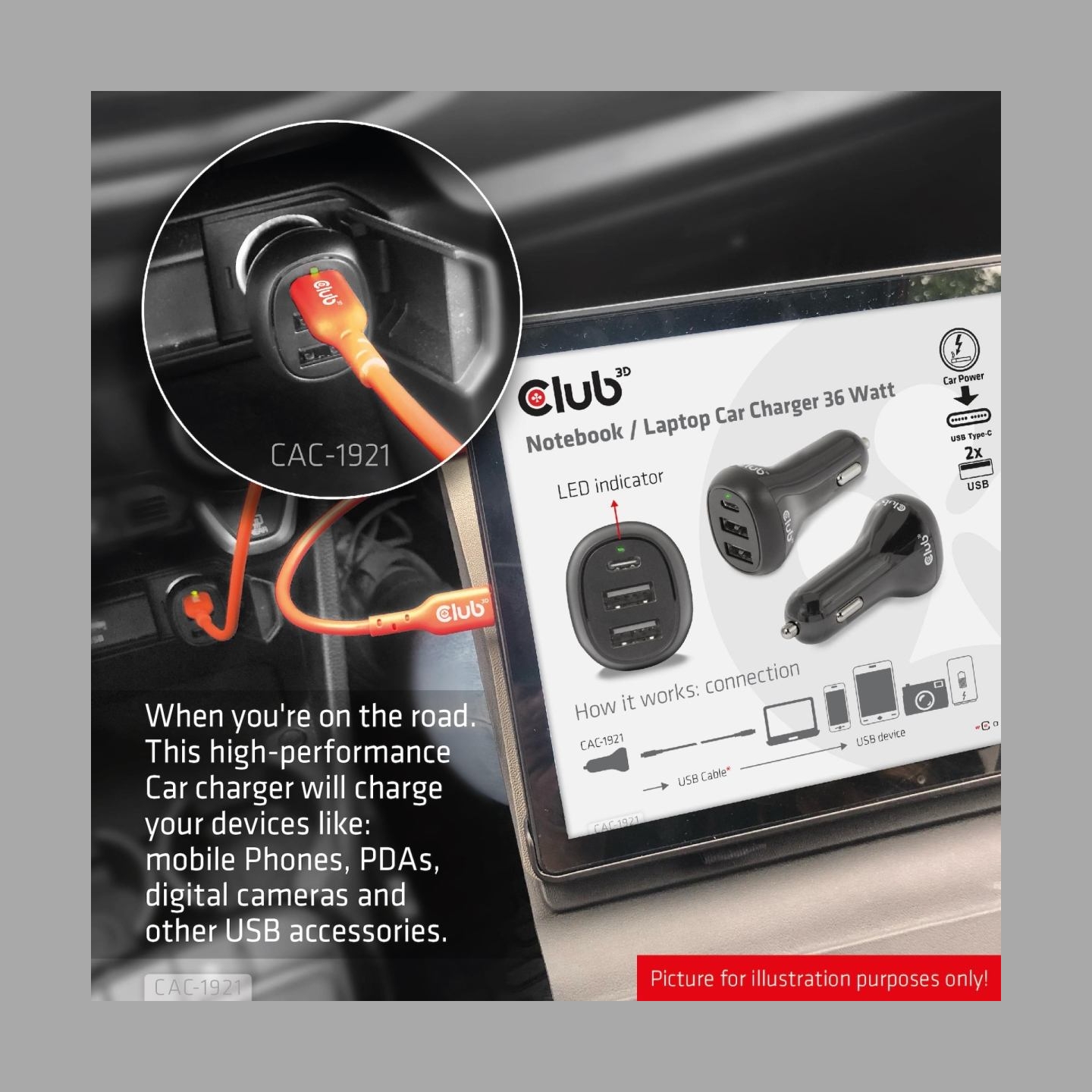 Club3D NB CHARGER CAR/36W CAC-1921 CLUB3D