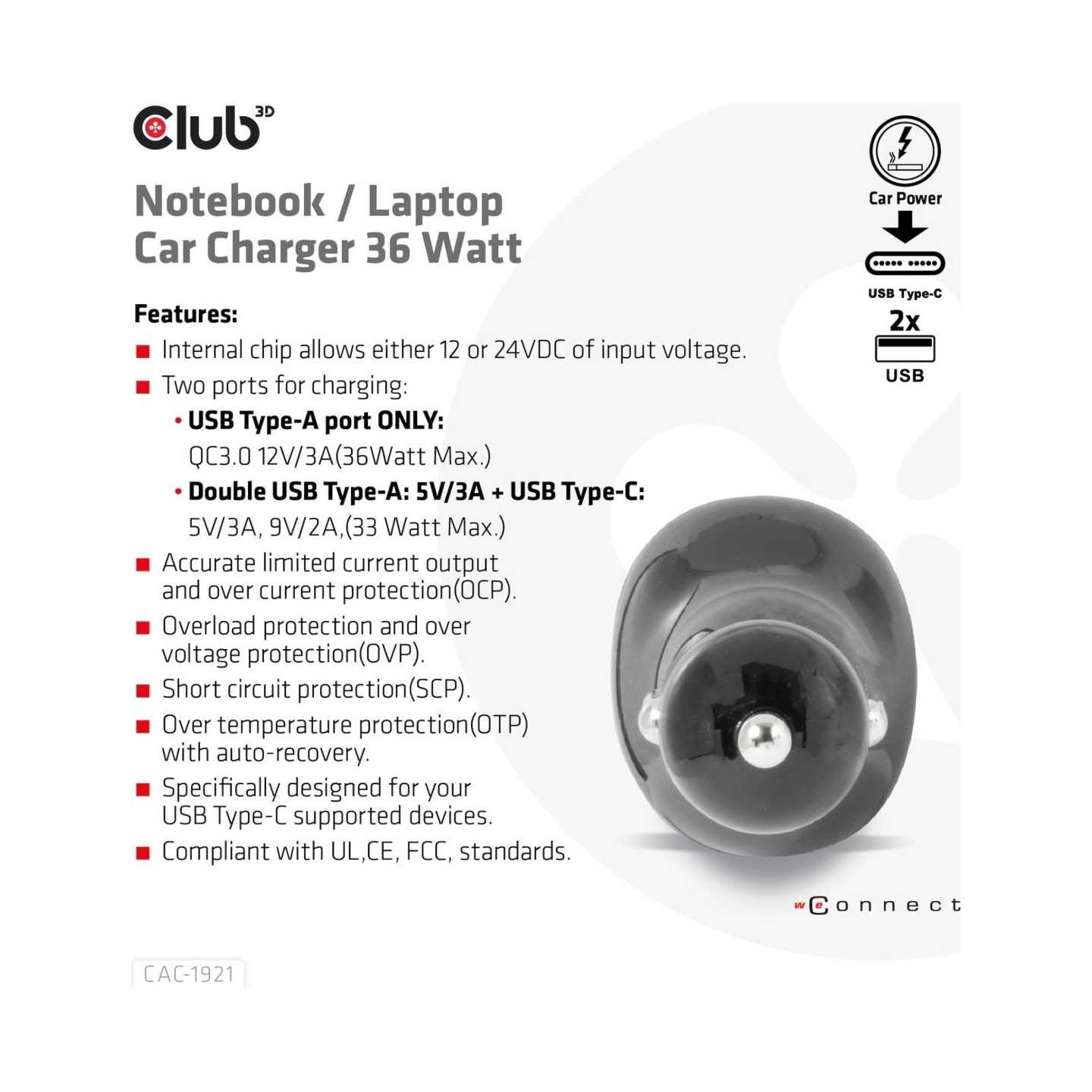 Club3D NB CHARGER CAR/36W CAC-1921 CLUB3D