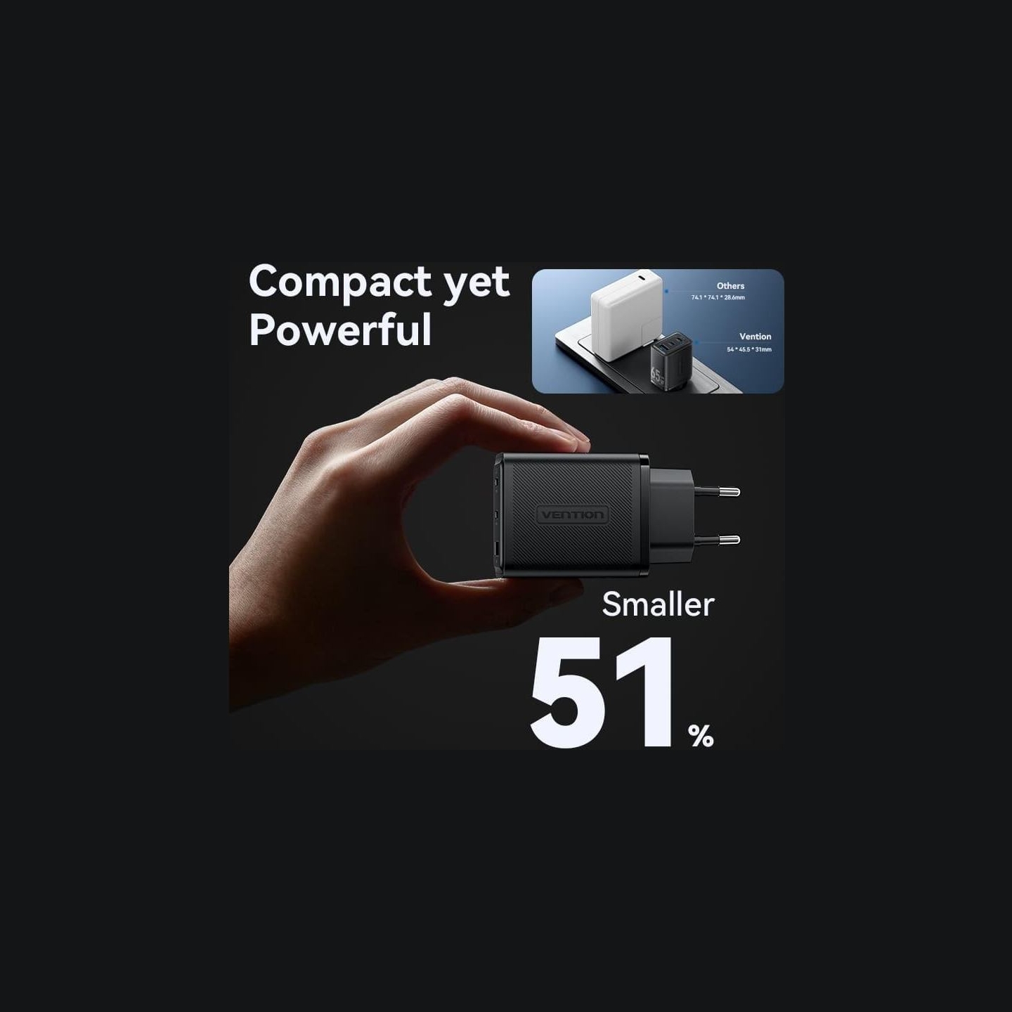 Vention MOBILE CHARGER WALL 65W USB/3P BLACK FERB0-EU VENTION