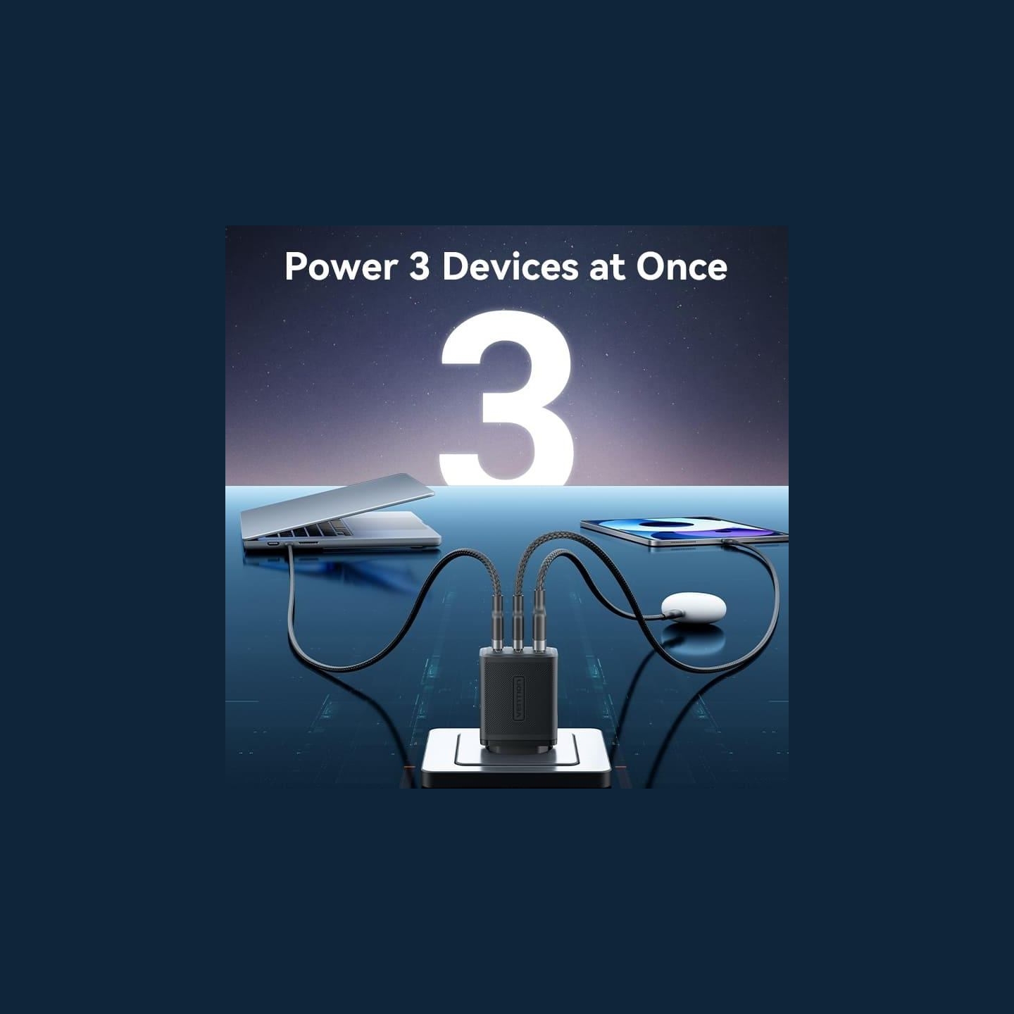 Vention MOBILE CHARGER WALL 65W USB/3P BLACK FERB0-EU VENTION