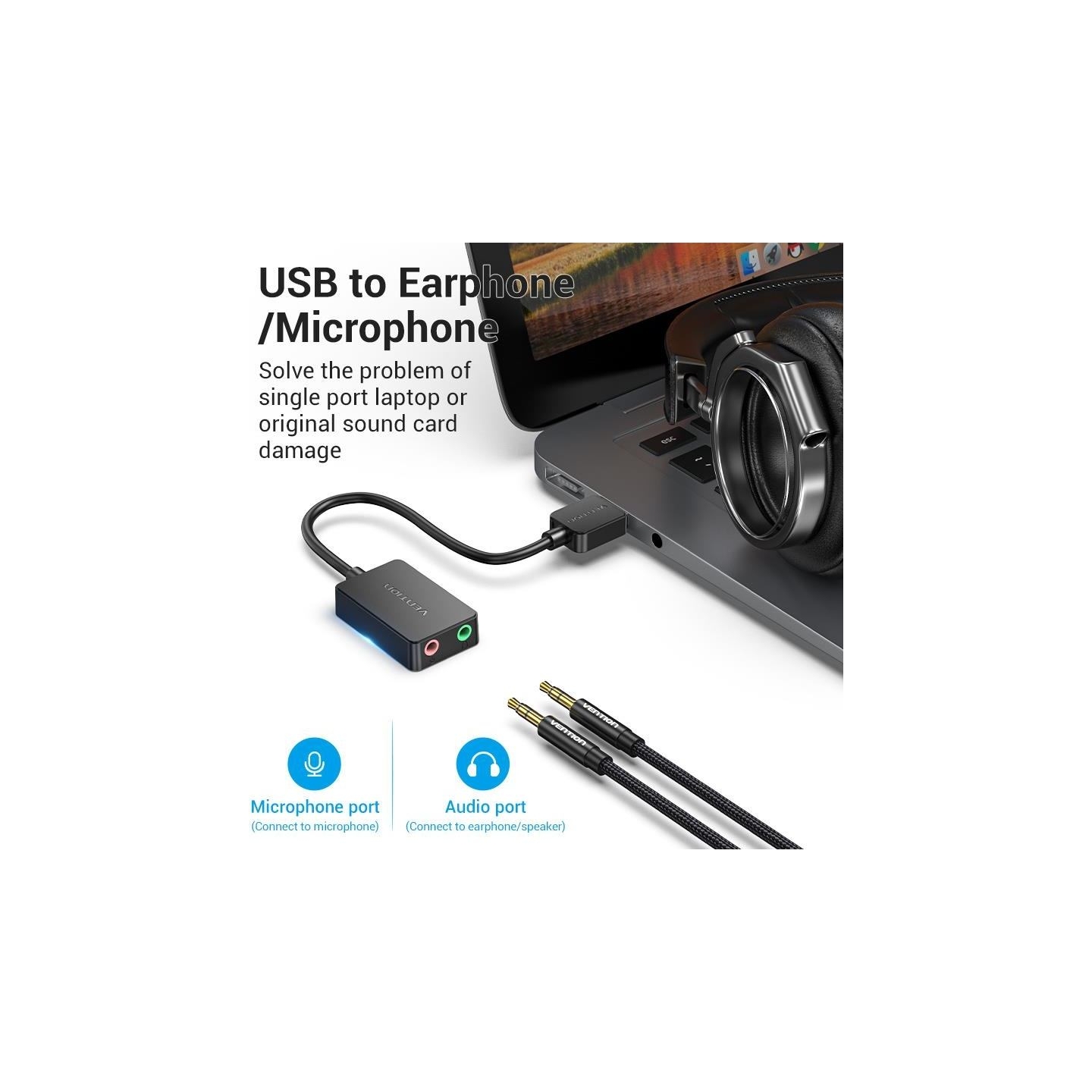 Vention SOUND CARD USB 2-PORT/0.15M CDYB0 VENTION