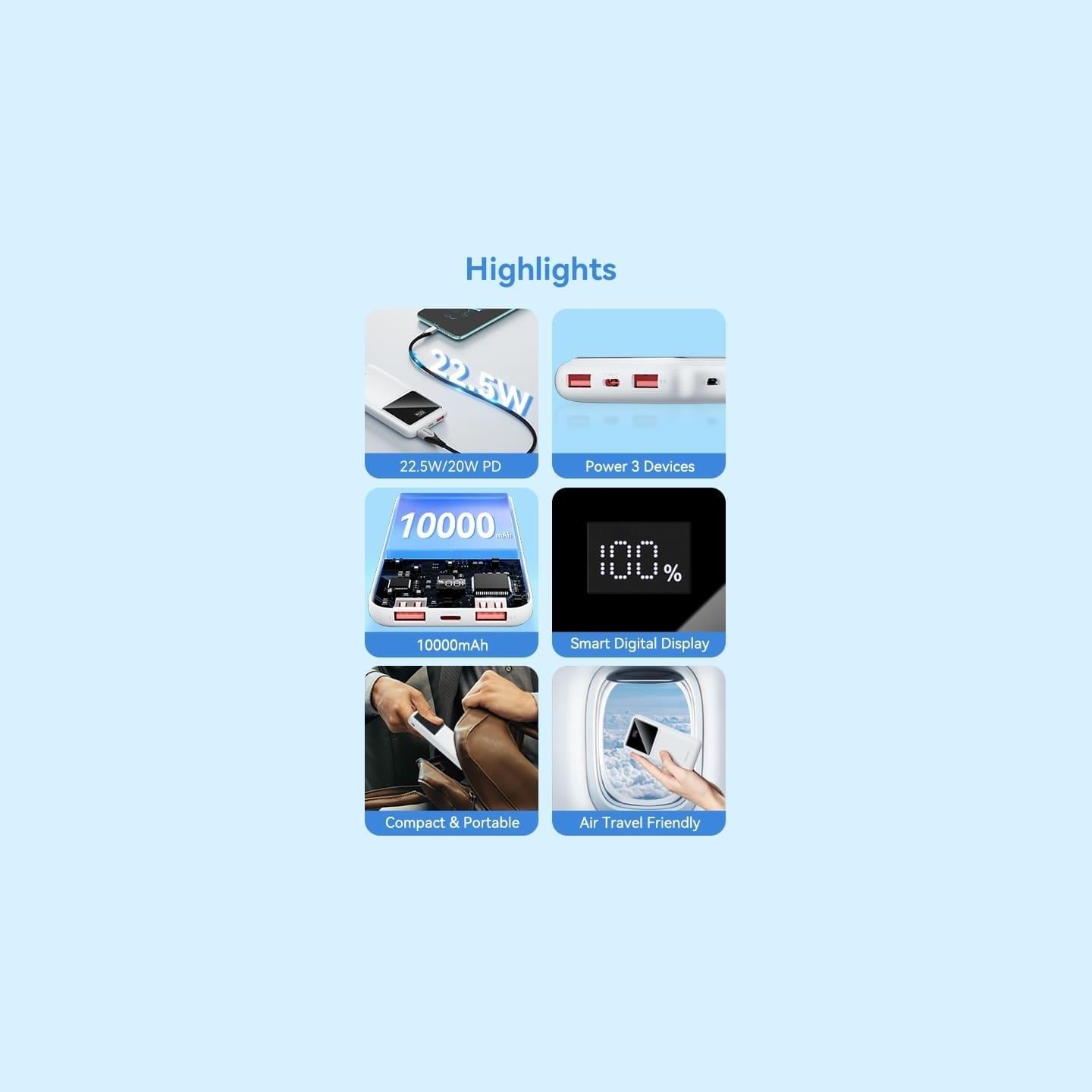 Vention POWER BANK USB 10000MAH 22.5W/USB WHITE FHKW0 VENTION