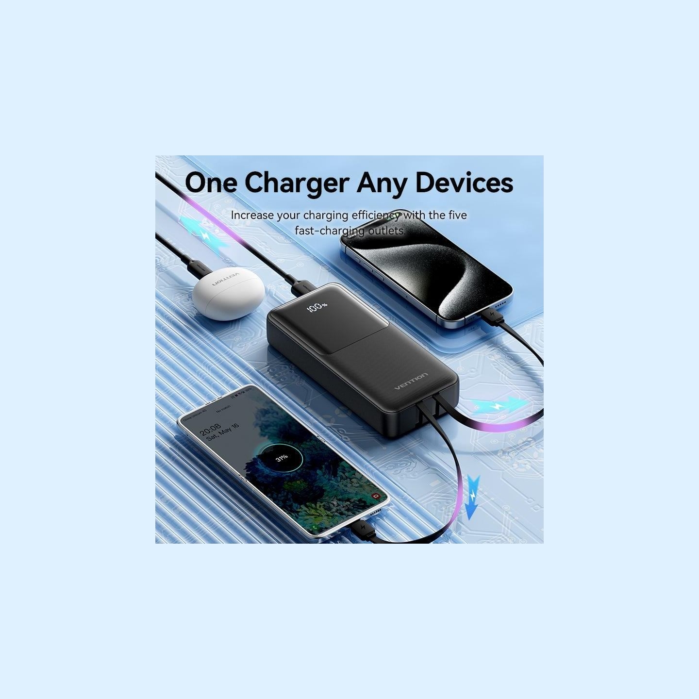 Vention POWER BANK USB 20000MAH 22.5W/BLACK FHPB0 VENTION