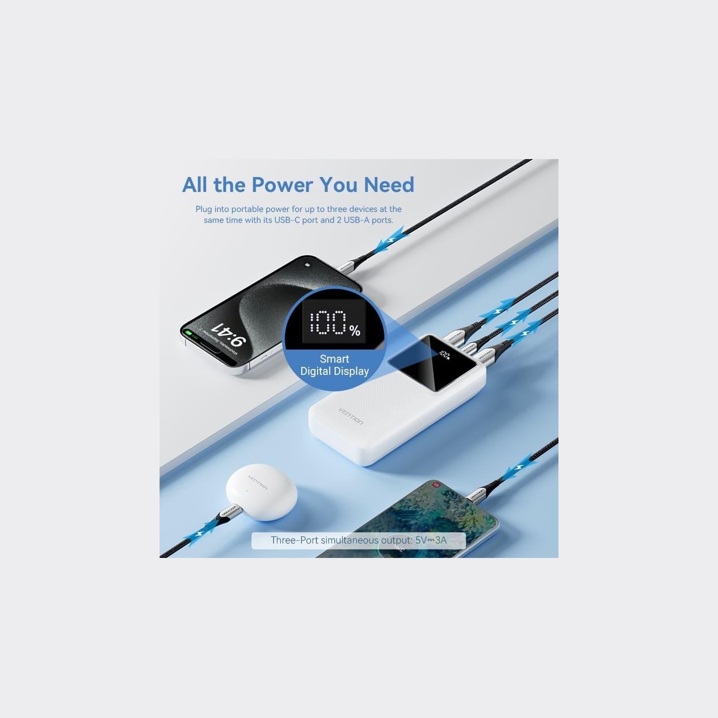 Vention POWER BANK USB 20000MAH 22.5W/WHITE FHLW0 VENTION