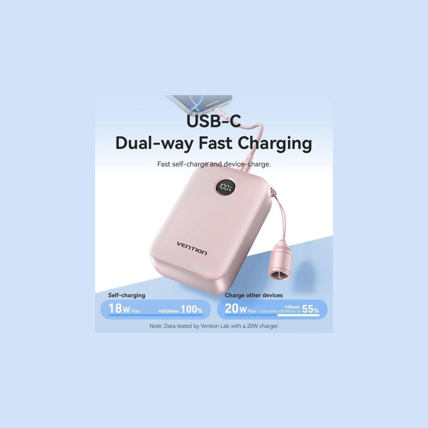 Vention POWER BANK USB 20000MAH 22.5W/PINK FKBP0-C VENTION