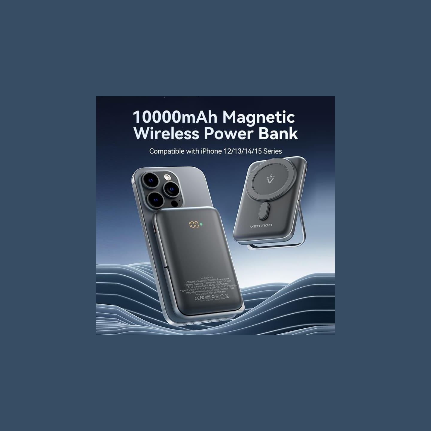 Vention POWER BANK WRL 10000MAH 20W/MAGNETIC BLACK FHNB0 VENTION