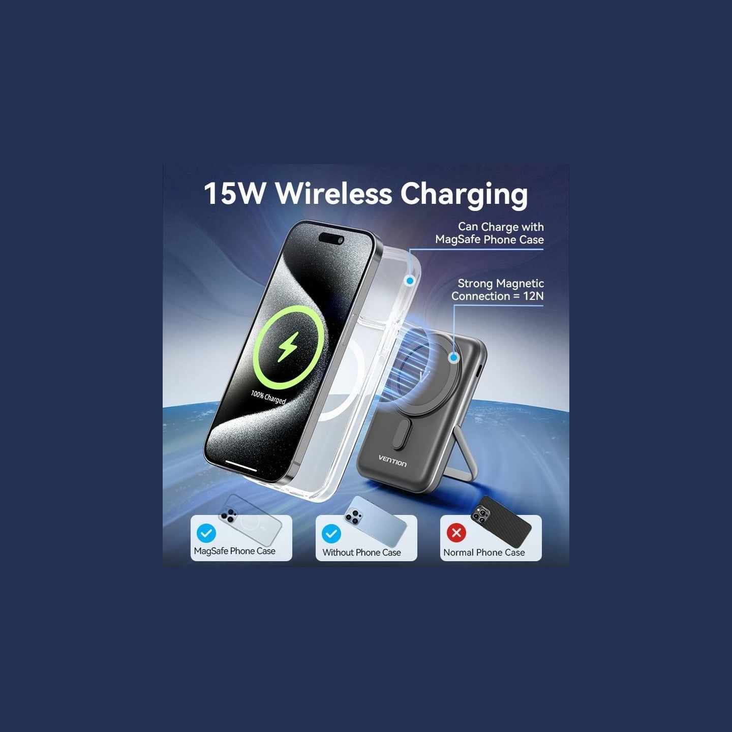 Vention POWER BANK WRL 10000MAH 20W/MAGNETIC BLACK FHNB0 VENTION