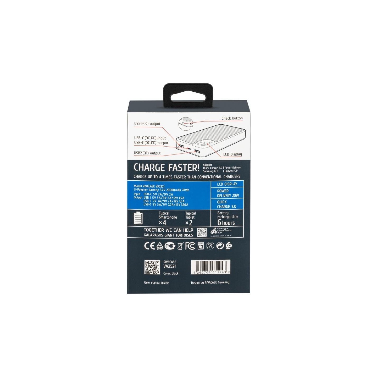 Rivacase POWER BANK USB 20000MAH/VA2521 RIVACASE