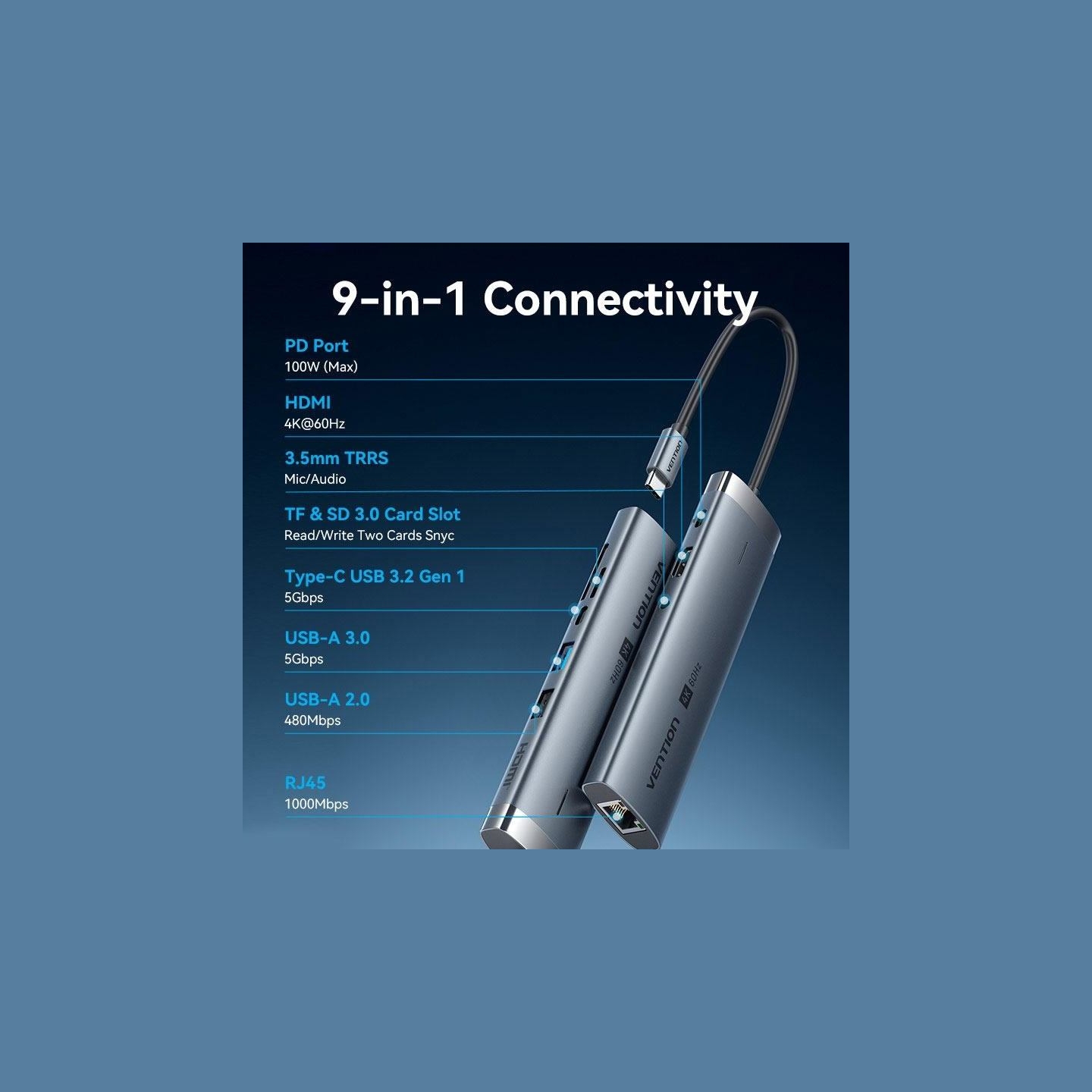 Vention NB ACC DOCKING STATION 9IN1/USB-C 0.15M TGVHB VENTION