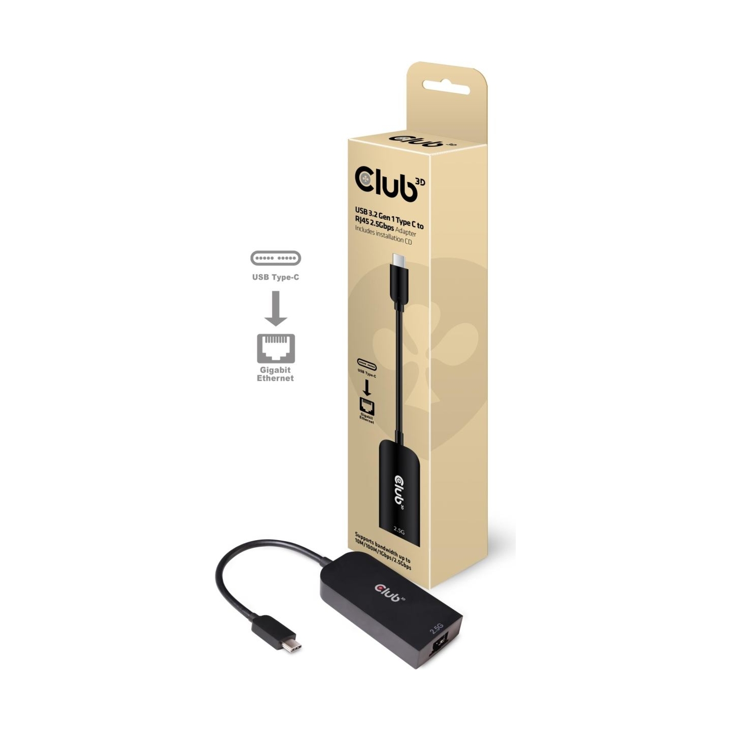 Club3D I/O ADAPTER USB3.2 TO RJ45/M/F CAC-1520 CLUB3D