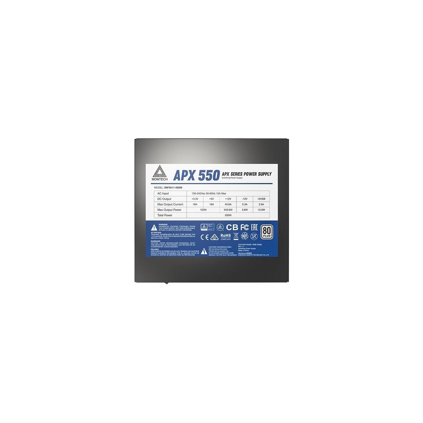 Montech Power Supply|MONTECH|APX 550W|550 W|APX550