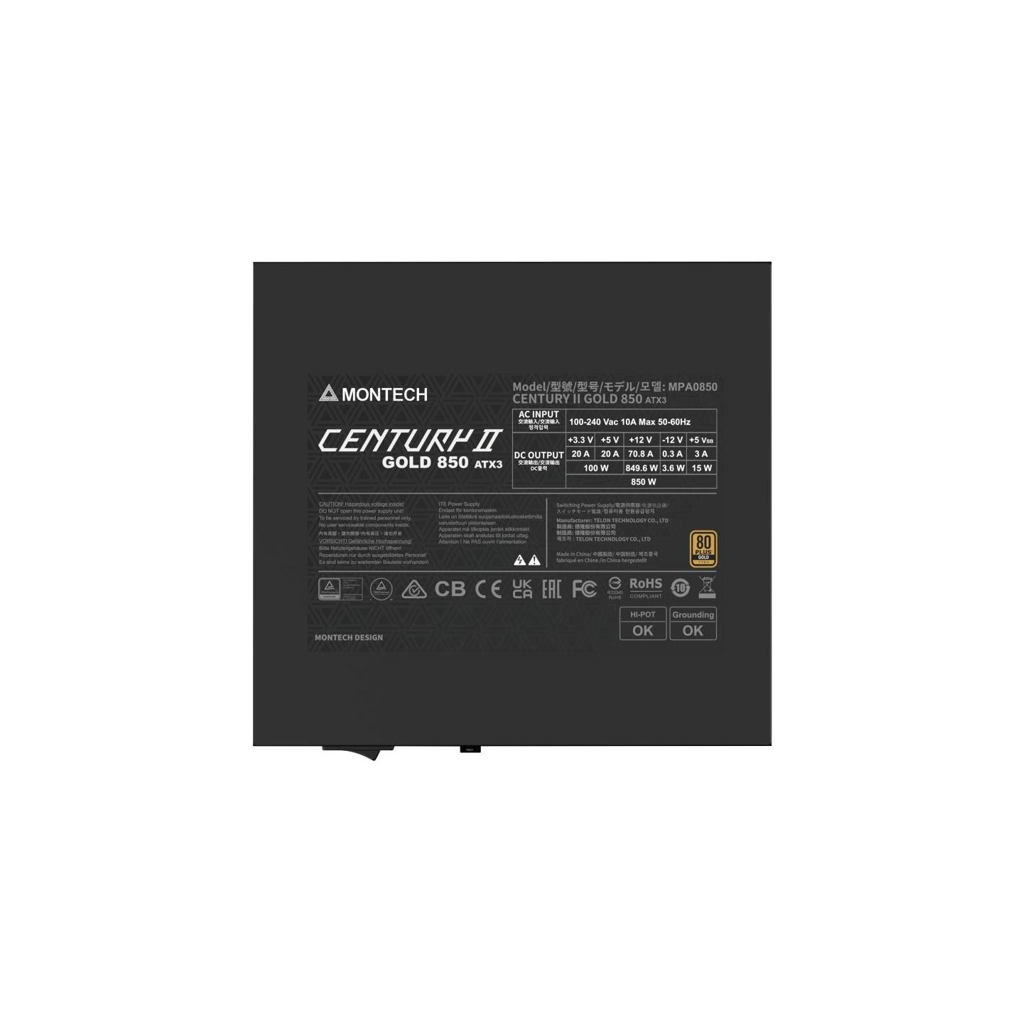 Montech Power Supply|MONTECH|CENTURY II|ATX|850 W|CENTURYII850