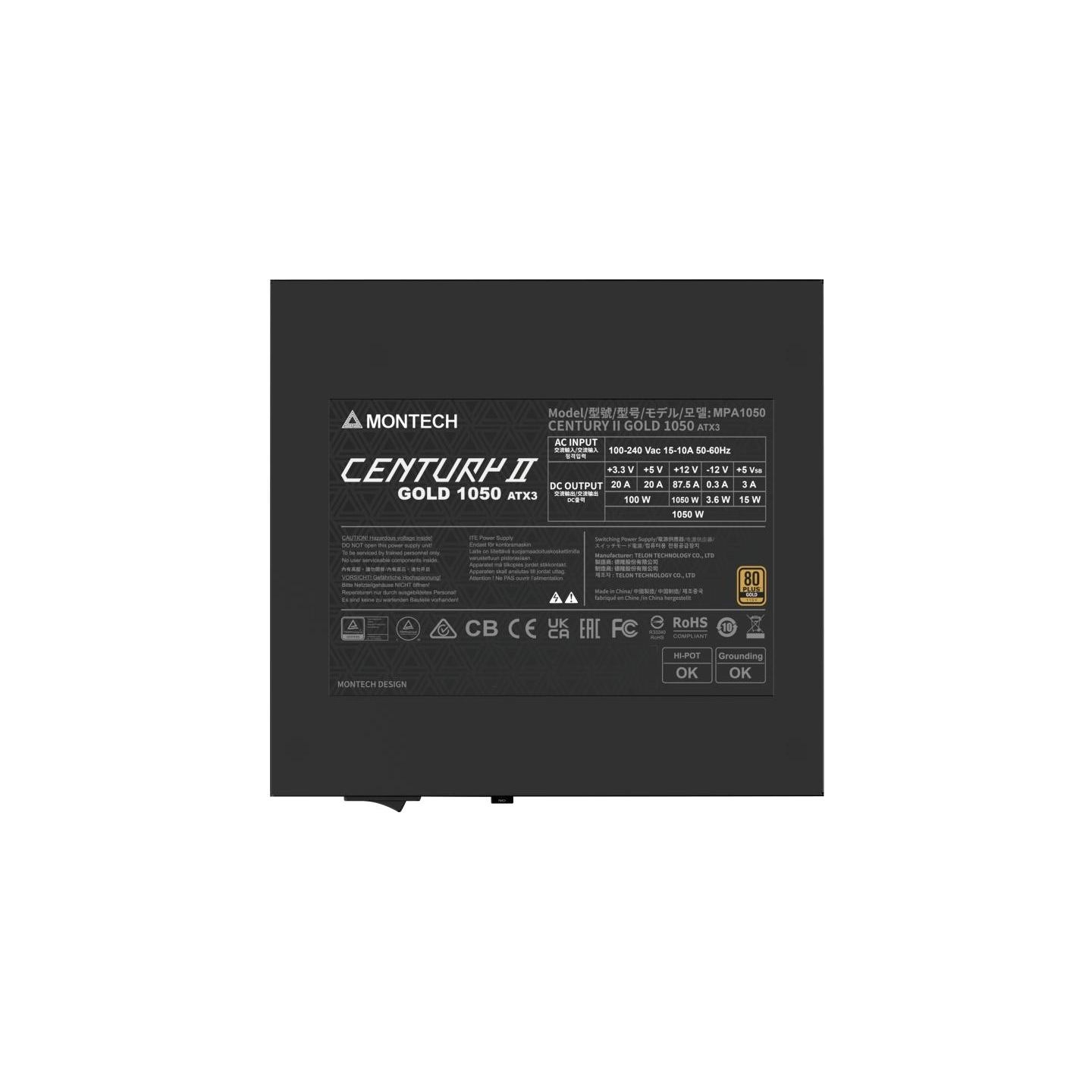 Montech Power Supply|MONTECH|CENTURY II|ATX|1050 W|CENTURYII1050