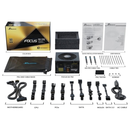 Seasonic Power Supply|SEASONIC|FOCUS-GX-750-ATX31|750 Watts|Efficiency 80 PLUS GOLD|MTBF 100000 hours|FOCUS-GX-750-ATX31