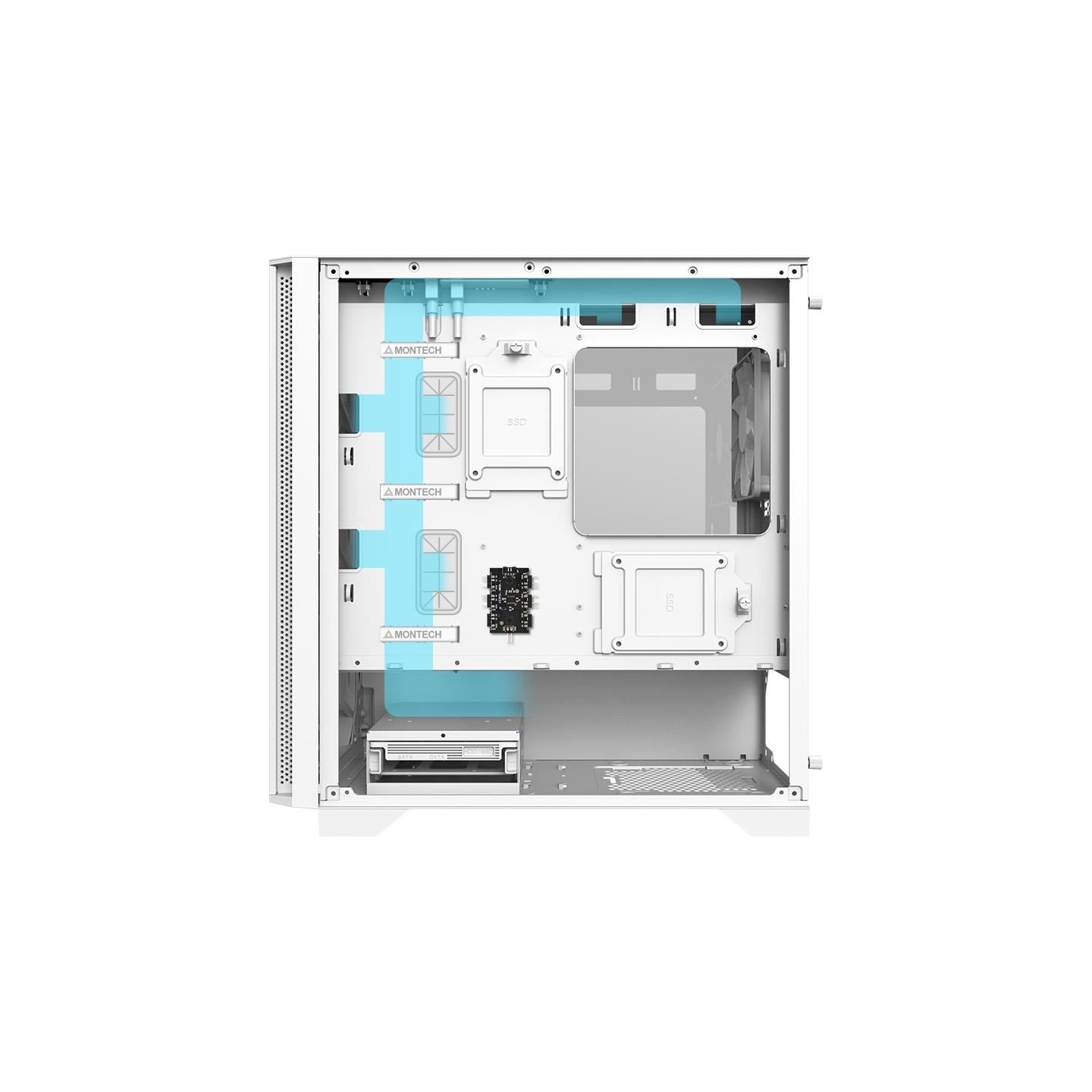 Montech Case|MONTECH|AIR 100 ARGB|MidiTower|Not included|MicroATX|MiniITX|Colour White|AIR100ARGB(W)