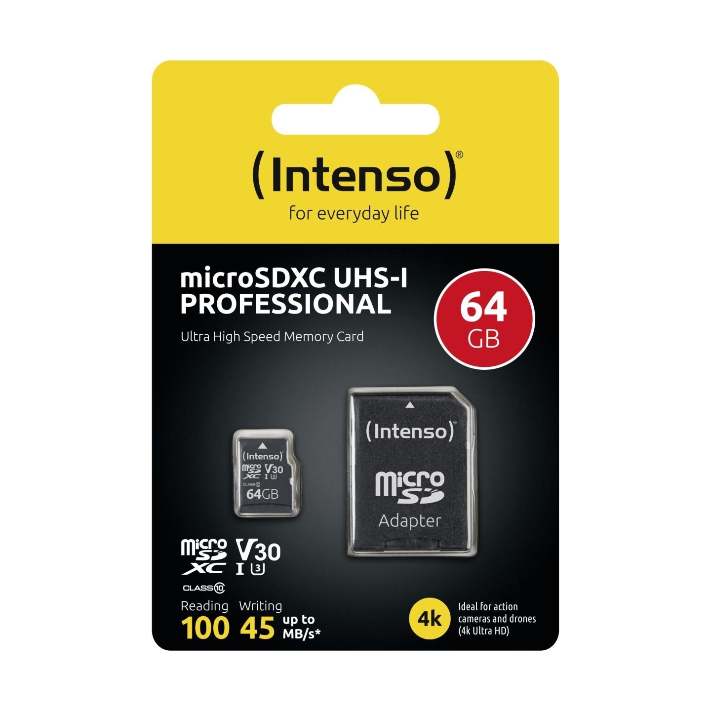 Intenso MEMORY MICRO SDXC 64GB C10/W/ADAPTER 3433490 INTENSO
