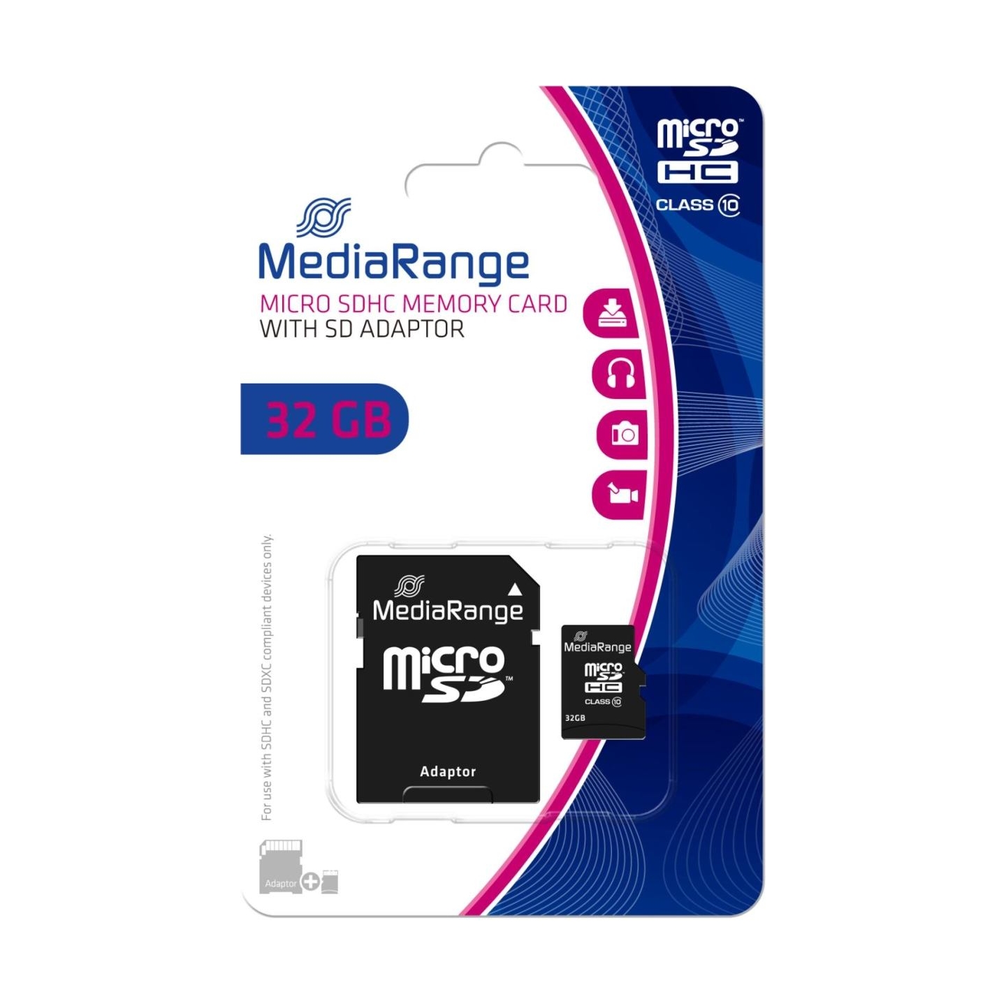 Mediarange MEMORY MICRO SDHC 32GB C10/W/ADAPTER MR959 MEDIARANGE