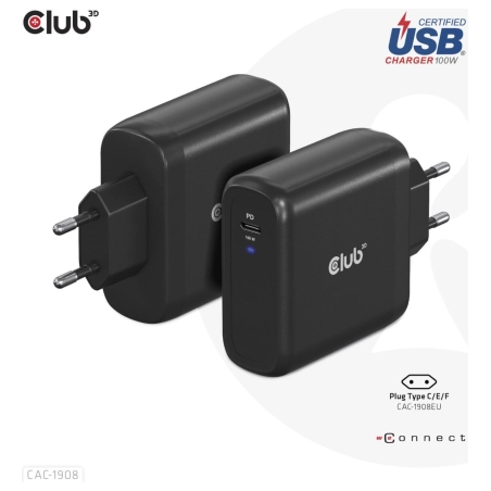 Club3D MOBILE TRAVEL CHARGER USB-C/100W CAC-1908EU CLUB3D