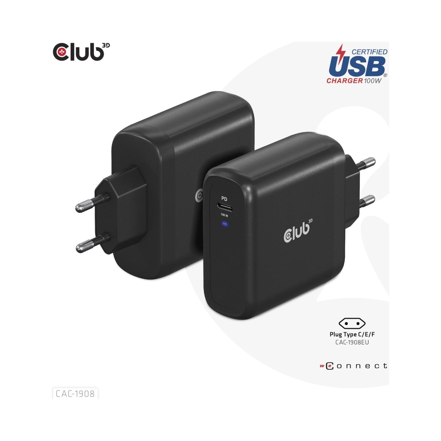 Club3D MOBILE TRAVEL CHARGER USB-C/100W CAC-1908EU CLUB3D