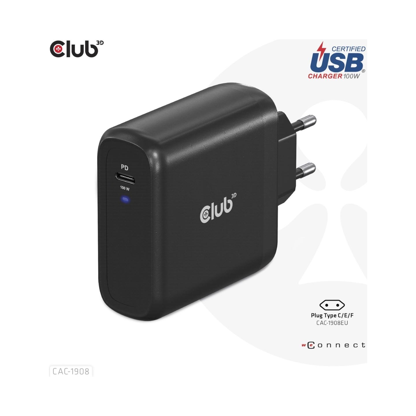 Club3D MOBILE TRAVEL CHARGER USB-C/100W CAC-1908EU CLUB3D