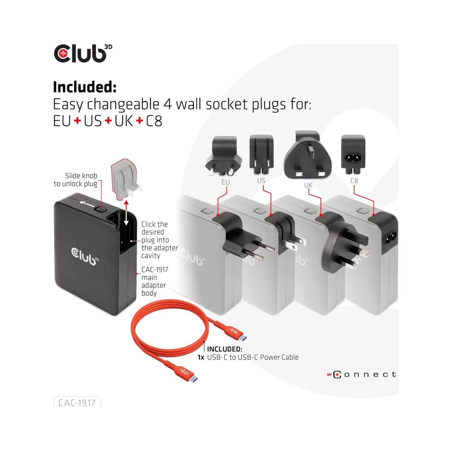 Club3D MOBILE TRAVEL CHARGER USB-C/140W GAN CAC-1917 CLUB3D