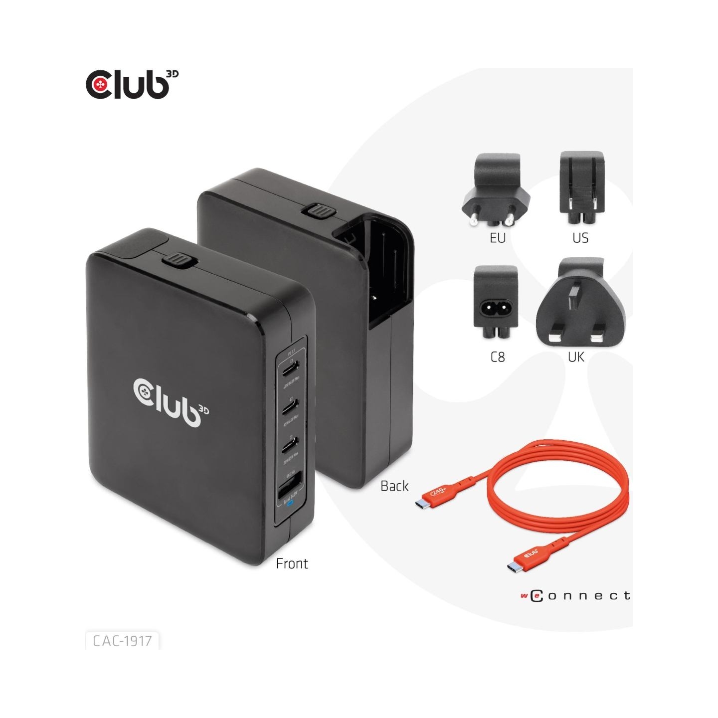 Club3D MOBILE TRAVEL CHARGER USB-C/140W GAN CAC-1917 CLUB3D