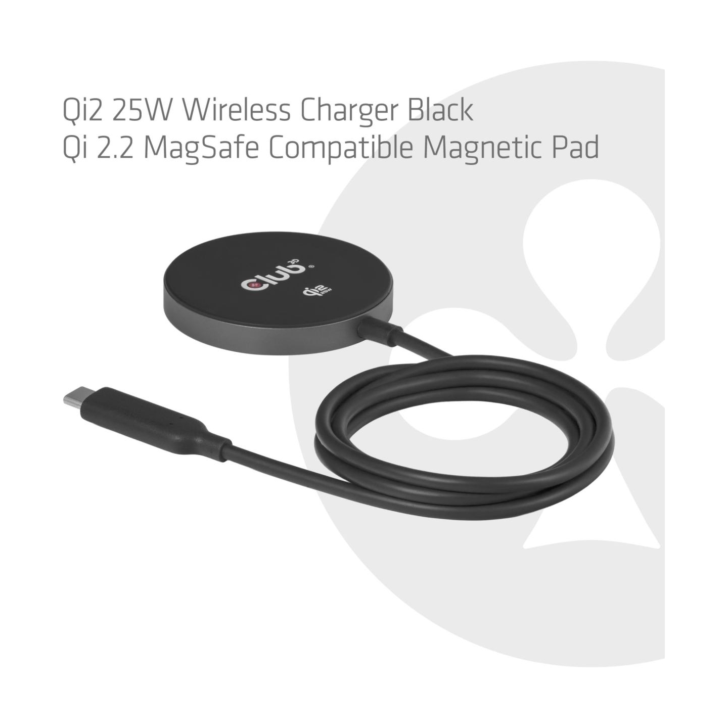 Club3D MOBILE CHARGER QI2 MAGSAFE/25W BLACK CAC-3027 CLUB3D