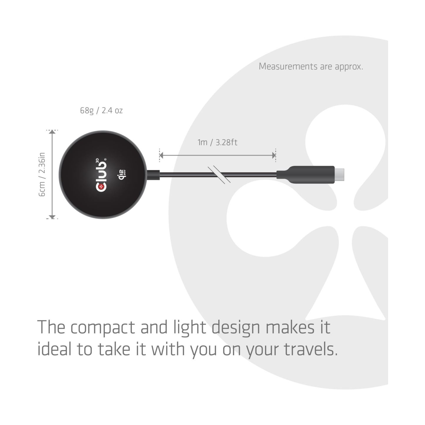 Club3D MOBILE CHARGER QI2 MAGSAFE/25W BLACK CAC-3027 CLUB3D