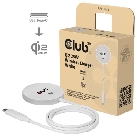Club3D MOBILE CHARGER QI2 MAGSAFE/25W WH CAC-3026 CLUB3D