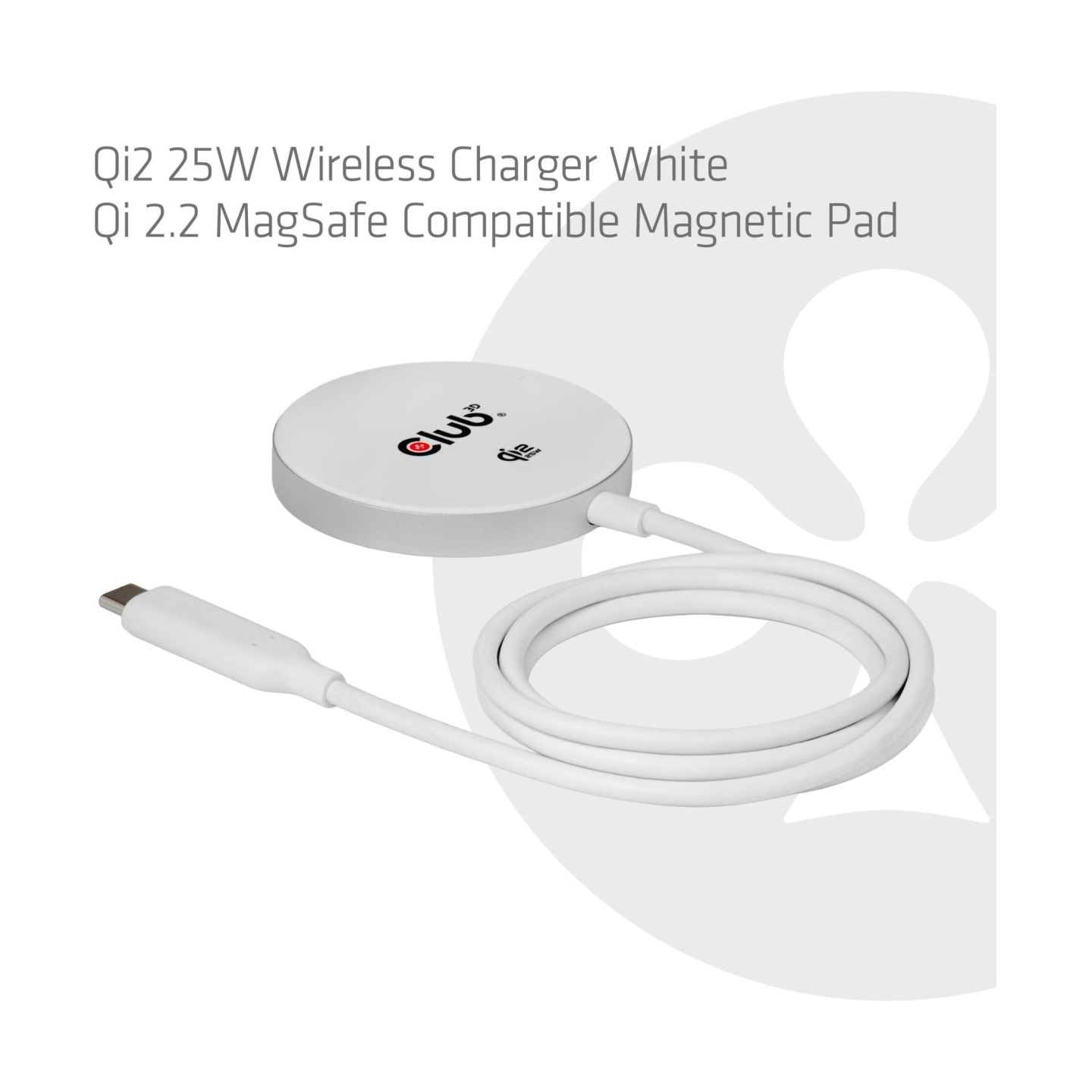 Club3D MOBILE CHARGER QI2 MAGSAFE/25W WH CAC-3026 CLUB3D