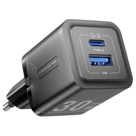Vention MOBILE CHARGER WALL 30W USB-C/2P BLACK FEQB0-EU VENTION
