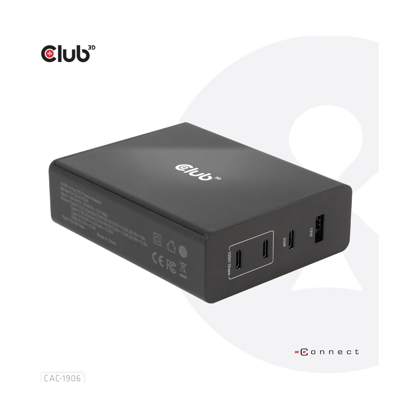 Club3D MOBILE TRAVEL CHARGER USB-C/132W GAN CAC-1906 CLUB3D