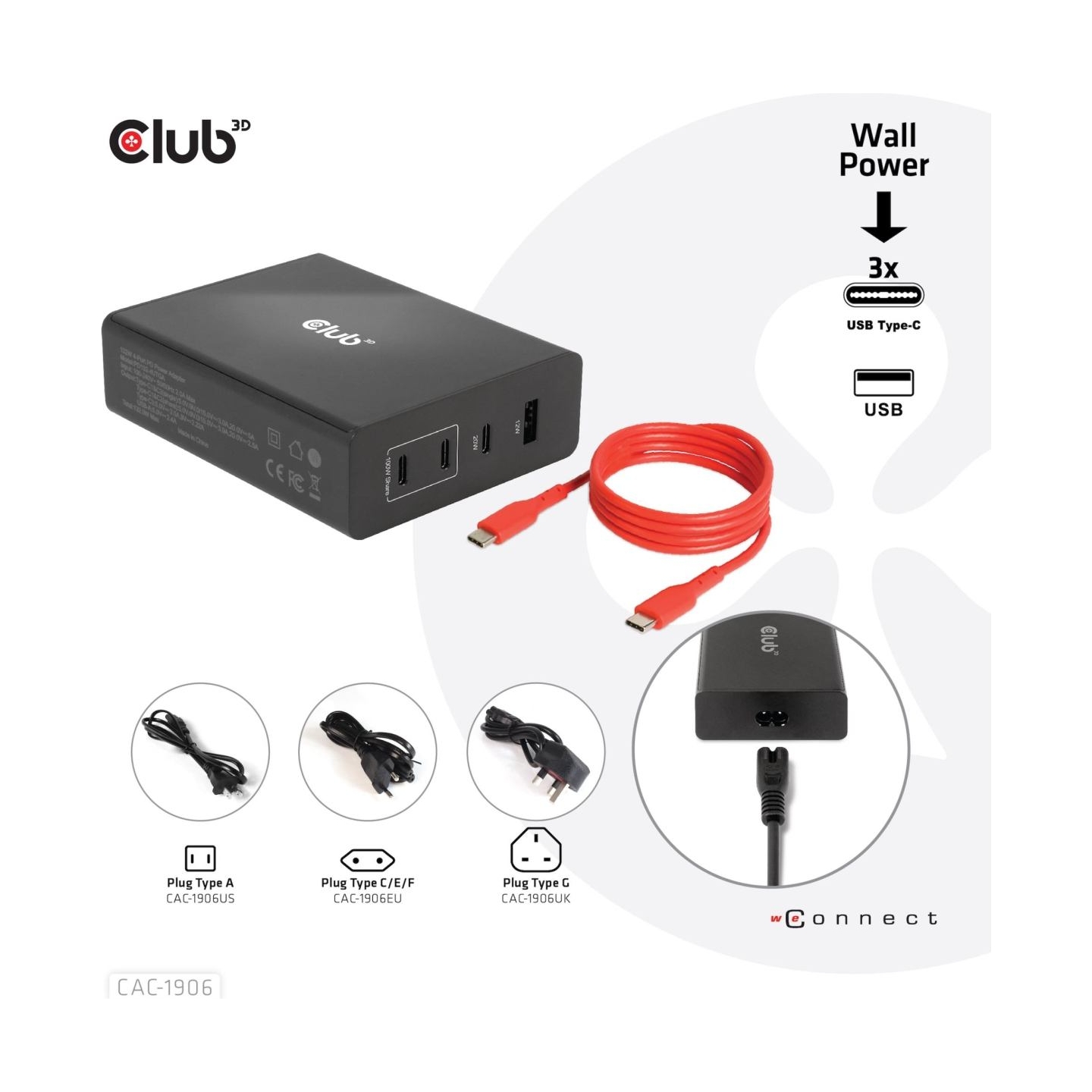 Club3D MOBILE TRAVEL CHARGER USB-C/132W GAN CAC-1906 CLUB3D