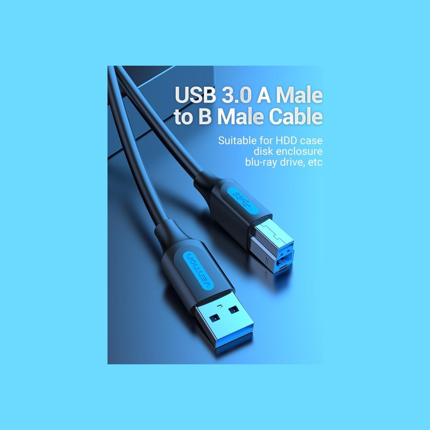 Vention CABLE USB3.0 MALE TO MALE/3M BLACK COOBI VENTION