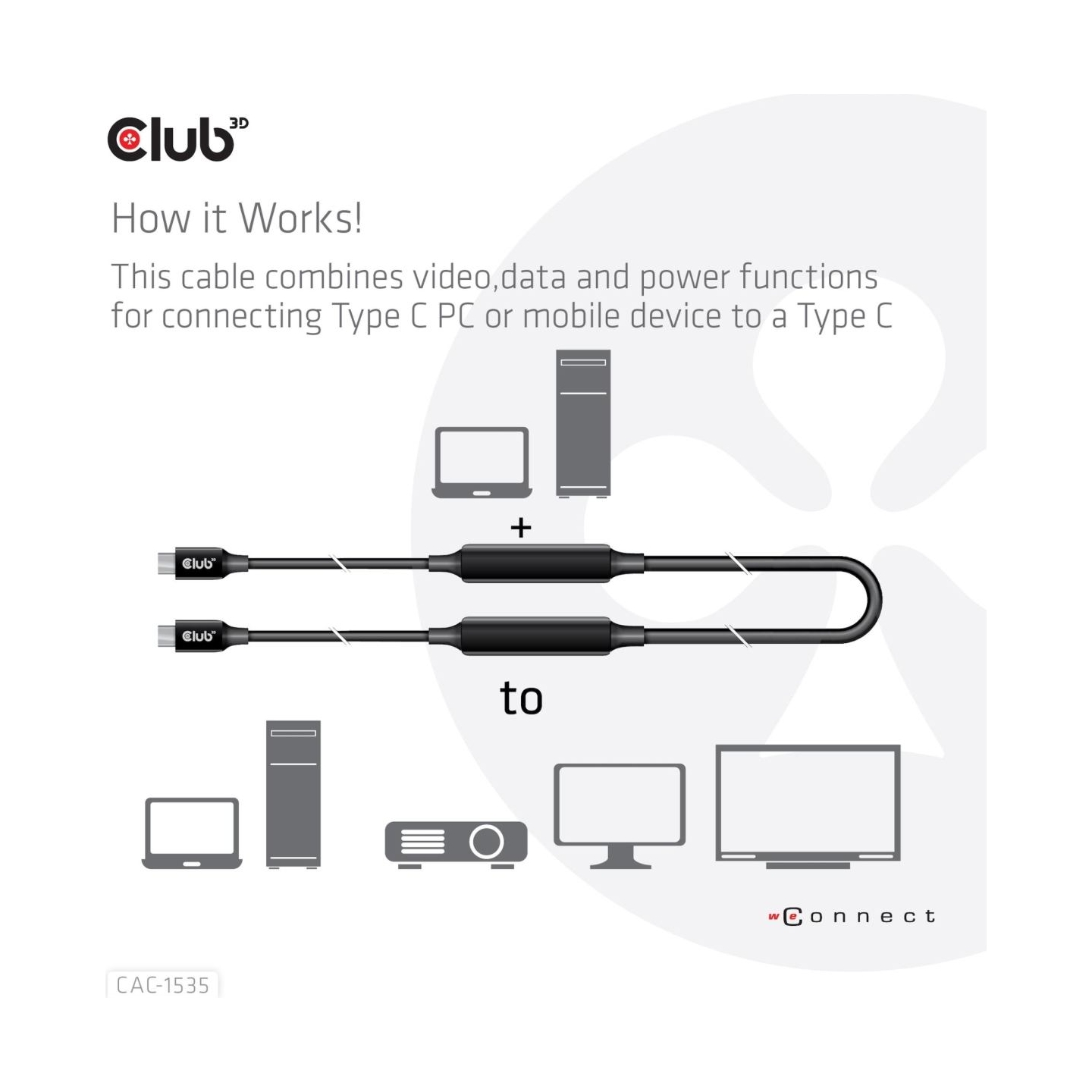 Club3D CABLE USB-C TO USB-C 5M/M/M CAC-1535 CLUB3D